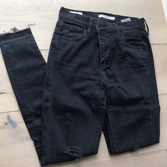 720 High Rise Super Skinny Ripped Black Jeans - Picture 2 of 5